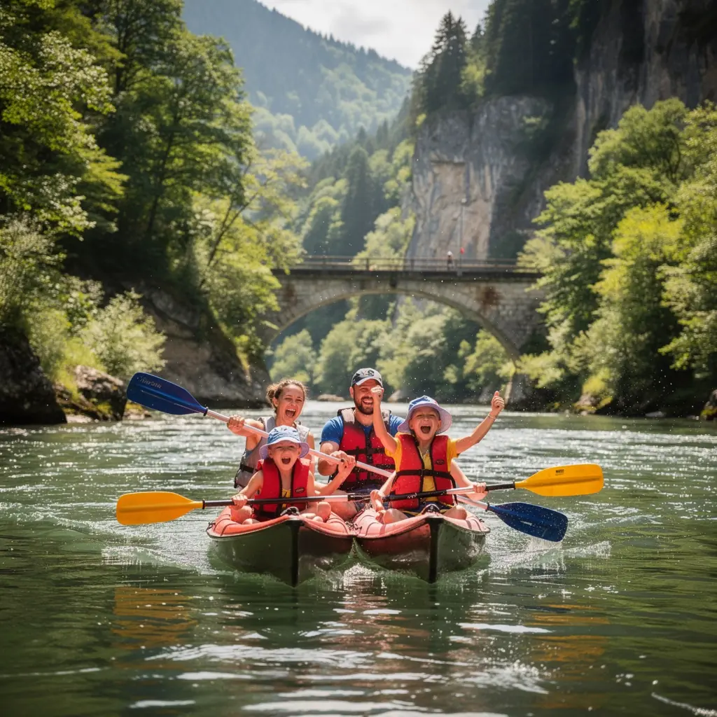 A scenic view of the High Tatras mountains with lush greenery and a clear blue sky.